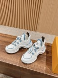 Louis Vuitton women's luxury brand new color matching daily wear super eye-catching light and comfortable to wear super slim classic versatile casual sports shoes dad shoes with original box