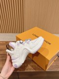 Louis Vuitton women's luxury brand new color matching daily wear super eye-catching light and comfortable to wear super slim classic versatile casual sports shoes dad shoes with original box