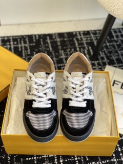 Fendi men's and women's luxury brand classic leather surface retro design comfortable and versatile sneakers casual sports shoes with original box