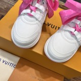 Louis Vuitton women's luxury brand round toe lace-up low-top casual shoes arched sole dad shoes with original box