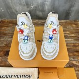 Louis Vuitton women's luxury brand round toe lace-up low-top casual shoes arched sole dad shoes with original box