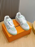 Louis Vuitton Men's Luxury Brand Mesh Embossed Grained Leather Vintage Basketball Shoes Casual Sports Shoes With Original Box