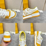 Fendi men's and women's luxury brand with 3D FF pattern stitching on the side Retro contrast color sneakers with original box