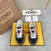 Fendi men's and women's luxury brand with 3D FF pattern stitching on the side Retro contrast color sneakers with original box