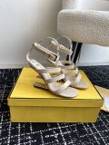 Fendi women's luxury brand 24ss double FF round toe flat sandals with original box