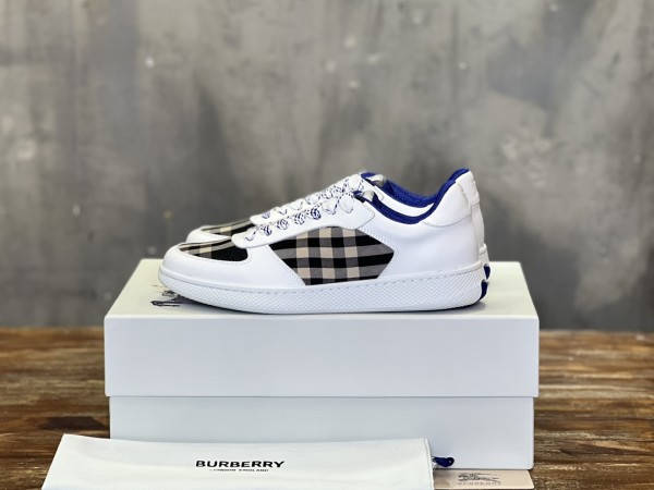 Burberry men's luxury brand imported nappa calfskin canvas lining tongue brand cloth label casual sports shoes with original box