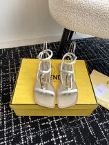 Fendi women's luxury brand 24ss double FF square toe flat sandals slippers with original box