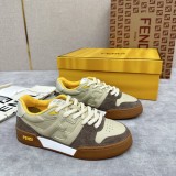 Fendi men's and women's luxury brand with 3D FF pattern stitching on the side Retro contrast color sneakers with original box