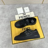 Fendi men's and women's luxury brand with 3D FF pattern stitching on the side Retro contrast color sneakers with original box