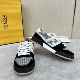 Fendi men's and women's luxury brand with 3D FF pattern stitching on the side Retro contrast color sneakers with original box