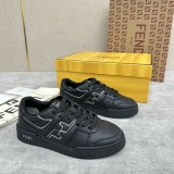 Fendi men's and women's luxury brand with 3D FF pattern stitching on the side Retro contrast color sneakers with original box