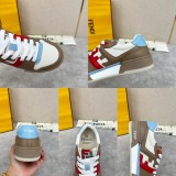 Fendi men's and women's luxury brand with 3D FF pattern stitching on the side Retro contrast color sneakers with original box