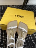 Fendi women's luxury brand 24ss double FF square toe flat sandals slippers with original box