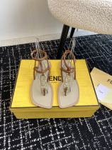 Fendi women's luxury brand 24ss double FF square toe flat sandals slippers with original box