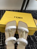 Fendi women's luxury brand 24ss double FF square toe flat sandals slippers with original box