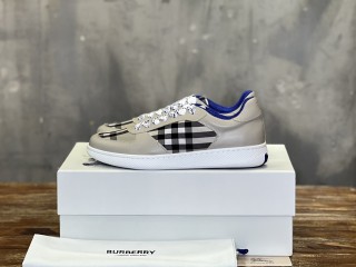 Burberry men's luxury brand imported nappa calfskin canvas lining tongue brand cloth label casual sports shoes with original box