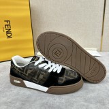 Fendi men's and women's luxury brand with 3D FF pattern stitching on the side Retro contrast color sneakers with original box