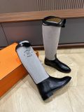 Hermes luxury brand new women's shoes fashionable flat heel knight boots long boots with original box