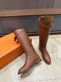 Hermes luxury brand new women's shoes fashionable flat heel knight boots long boots with original box