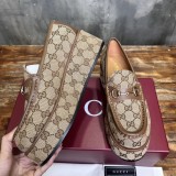 Gucci women's luxury brand with the latest double G monogram thick sole wedge heel horsebit loafers small leather shoes with original box