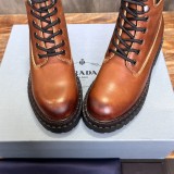 Prada women's luxury brand latest model preppy retro thick-soled Martin boots Classic retro Martin boots with original box