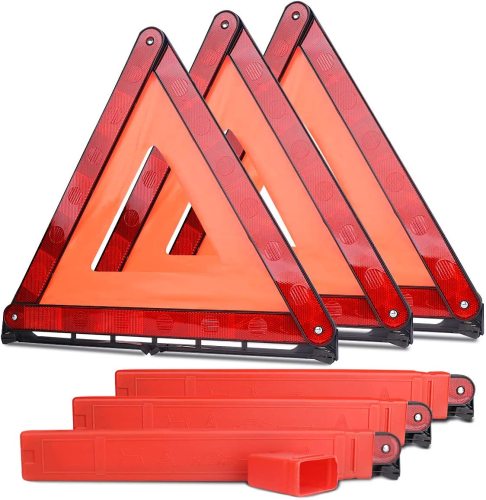 Safety Triangle Kit Road Emergency Warning Reflector Roadside Reflective Early Warning Sign, Foldable 3 Pack of Emergency Car Kit