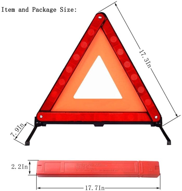 Safety Triangle Kit Road Emergency Warning Reflector Roadside Reflective Early Warning Sign, Foldable 3 Pack of Emergency Car Kit