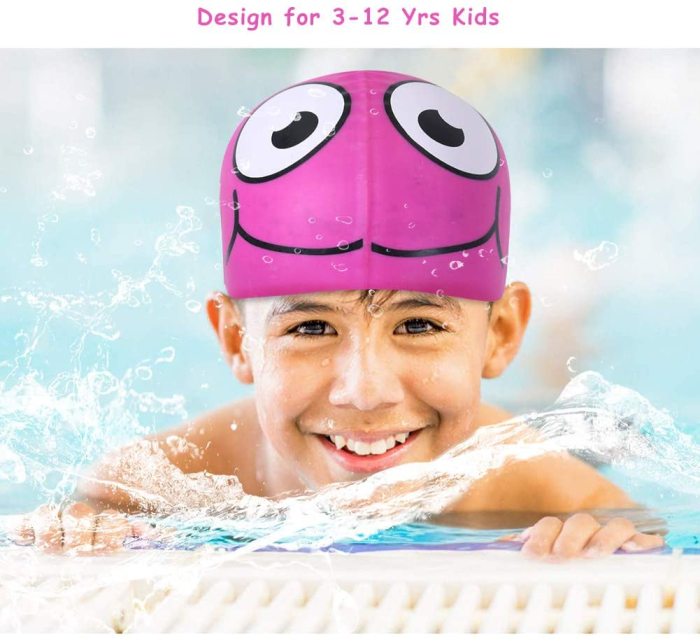 Kids Swim Caps Set, Soft Silicone Character Goldfish Swimming Cap Leakproof Swim Caps, Anti Fog, UV Protection Swim Goggles for Youths, Toddlers, Girls, Boys, Teenagers