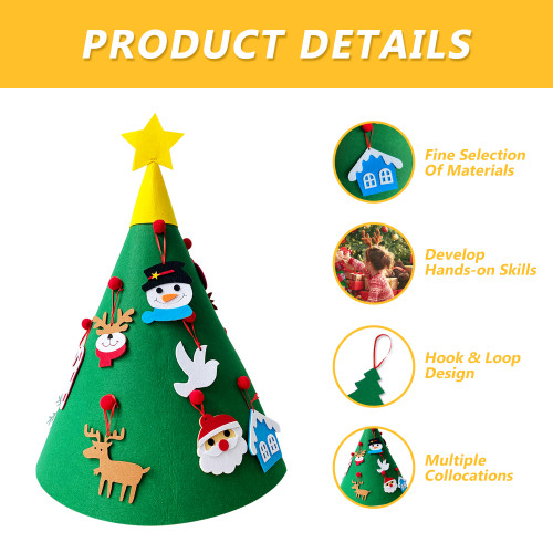 DIY Non-woven Christmas Decoration Tree With 26 Removable Snowflake Gifts Christmas Wall Decorations, Children's Home Door And Window Felt Christmas Tree Decoration Set