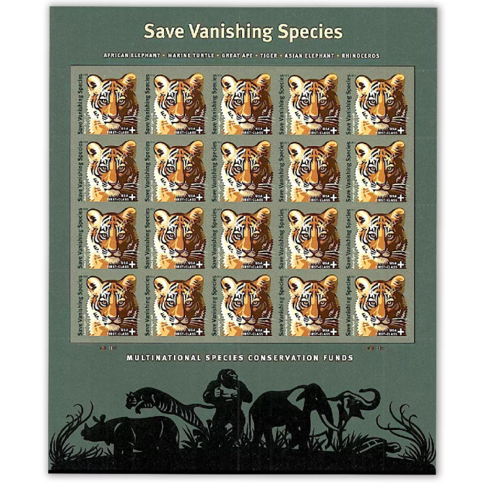 Save Vanishing Species Amur Tiger 2011 - 5 Sheets / 100 Pcs
