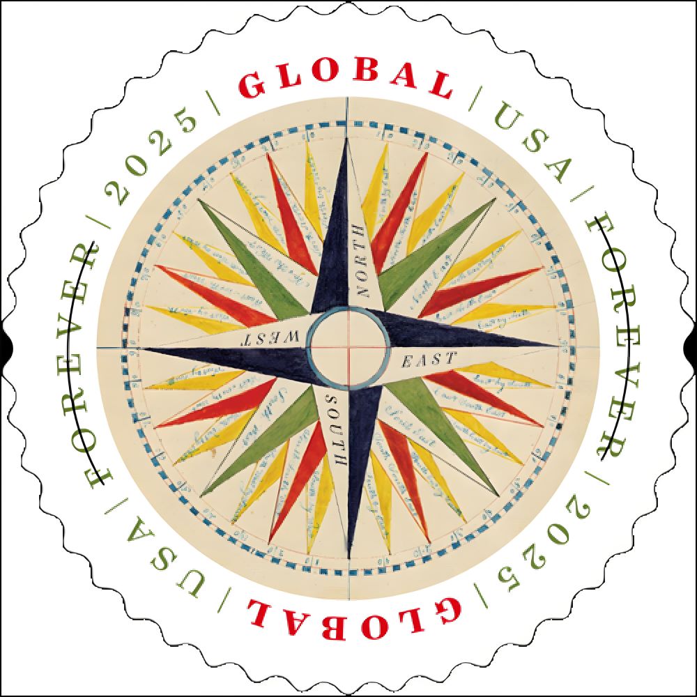 US$ 27.99 - Global 1794 Compass Rose 2025 - 5 Sheets / 50 Pcs - www ...