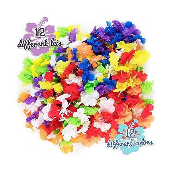 Bulk 144-pack Party Supplies Hawaiian Lei Flower Necklaces
