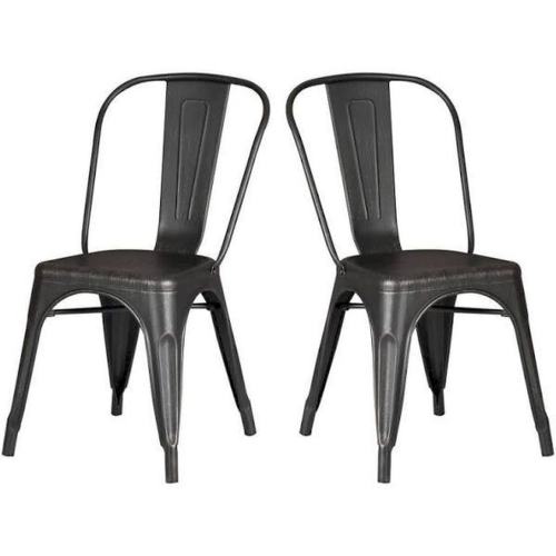 Contemporary/Modern Dining Side Chair (Metal Frame) in Black