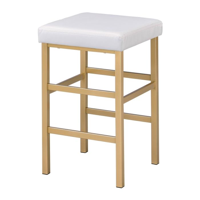 26inch Gold Backless Stool - White