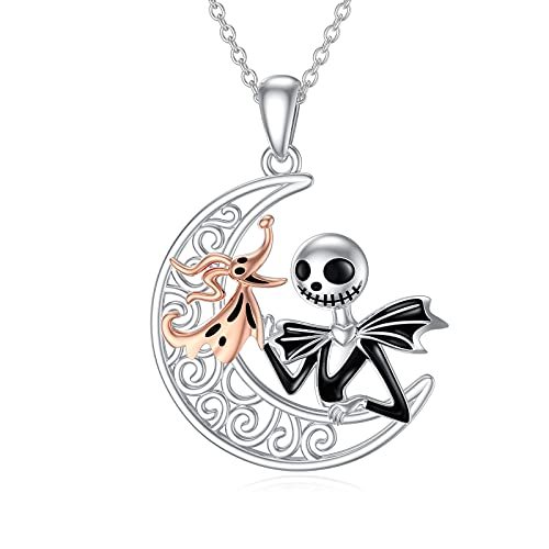 Sally/Zero Necklace Sterling Silver Nightmare Before Christmas Necklace for Women Wife Girlfriend Girls Halloween Christmas Gifts
