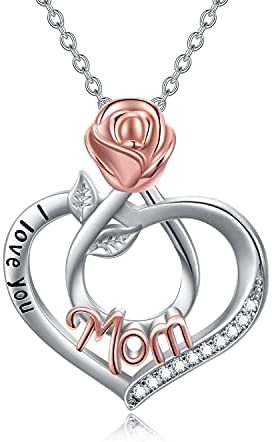 Birthday Gifts for Mother/Grandma/Daughter I Love You Mom/Grandma/Daughter Necklace 925 Sterling Silver Love Heart Pendant Necklace for Women