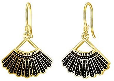 Dissent Collar Earrings Sterling Silver Dangle Drop Hook Earrings Jewelry Gifts for Fans Women, Gold Plated