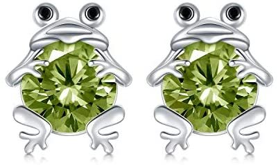 S925 Sterling Silver Frog Stud Earrings for Women Jewelry