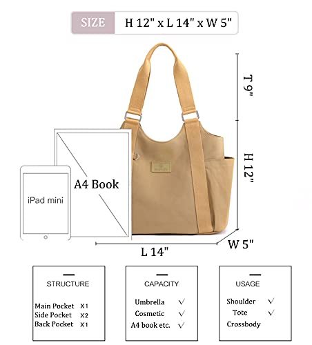 Shoulder Bag Totes Bag Waterproof Shopping Travel Weekend Handbag Work Bag
