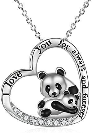 Sterling Silver Origami Panda Necklace for Women Girls Wife Mom I Love You to The Moon and Back Necklace Birthday Gifts