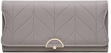 2021 Fashion Women Long Leather Wallet Clutch Zipper Pockets Card Large Capacity RFID Blocking Holder Organizer Bifold Trifold Wallets (Style B - Black)