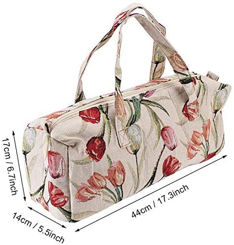 Make Up Bag, Beautiful Flowers Patterns Soft Feeling Handmake Bag for Working Handbag, for Travel(Rose Jacquard)