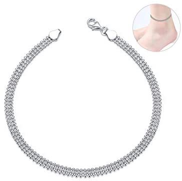 Sterling Silver Chain Anklet for Women Beach Jewelry for Women Teens Birthday Gifts