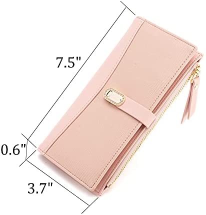 Women Long Leather Wallet Clutch Zipper Double Pockets Card Large Capacity RFID Blocking Holder Organizer Bifold Wallets (Yellow)