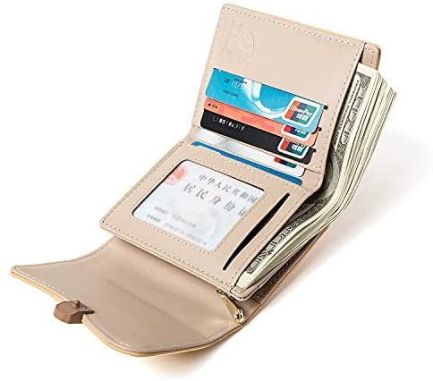 Women Small Compact Rfid Blocking Leather Wallet Clutch Purse Card Holder Organizer Lightweight Zipper Coin Purse Bifold Trifold Wallets (Style 6 - Yellow)