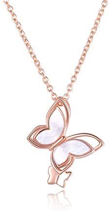 Sterling Silver Created Pearl Butterfly Jewelry[ Necklace & Rings & Anklets & Bracelet ] for Women Birthday Gift