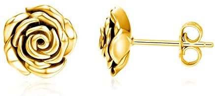 Sterling Silver Rose Flower Stud Earrings for Women Teens Girls Promise Jewelry Gifts