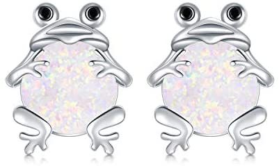 S925 Sterling Silver Frog Stud Earrings for Women Jewelry