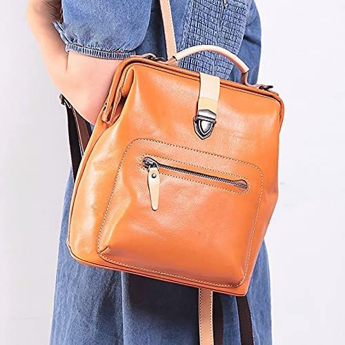 Vegetable Tanned Leather Retro Fashion Leather Backpack, Outdoor Ladies Shoulder Bag, Multi-Functional Backpack