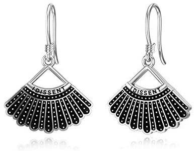 Dissent Collar Earrings Sterling Silver Dangle Drop Hook Earrings Jewelry Gifts for Fans Women, Gold Plated
